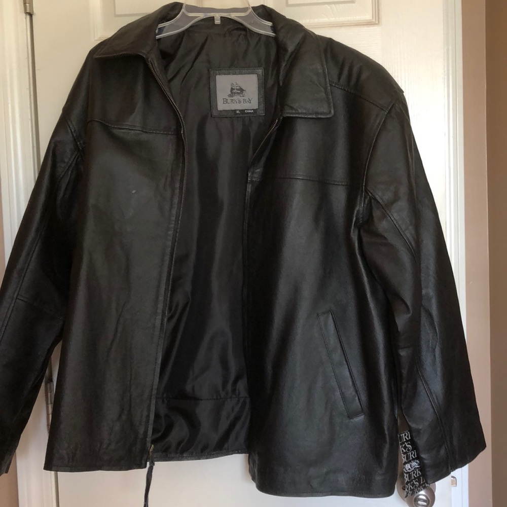 Men’s black leather jacket